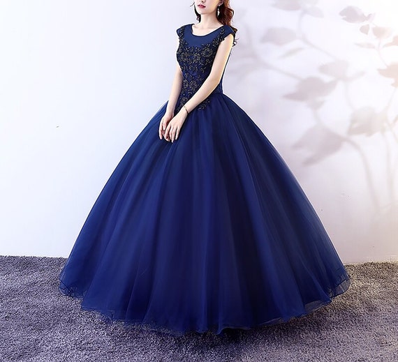 Vestido de quinceañera azul marino sin mangas para fiesta - Etsy México Vestido de quinceañera azul marino sin mangas para fiesta - Etsy México