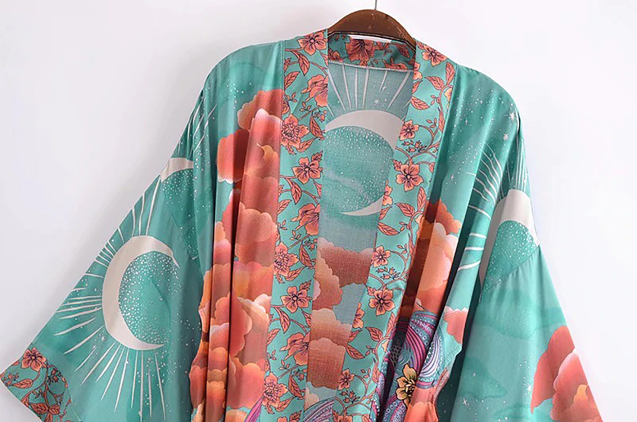 Green Kimono for Women / Beach Cover up Kimono / Green Boho - Etsy