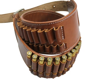 YT HOBBY Rifle Ammo Belt (7.62, 30.06, .303, .308, 7.7x54, 8x57,  .270 Win, 7mm Mag) Real Leather 40 Slots