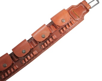 YT HOBBY Rifle Ammo Belt (7.62, 30.06, .303, .308, 7.7x54, 8x57,  .270 Win, 7mm Mag) Closed Type Real Leather 35 Slots