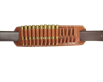 YT HOBBY Rifle Ammo Belt (7.62, 30.06, .303, .308, 7.7x54, 8x57,  .270 Win, 7mm Mag) Real Leather 15/10 Slots