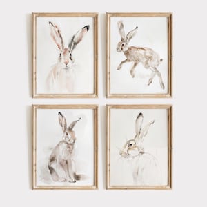 Hare Wall Art Digital Download, Wild Hare Art Print, Hare Painting, Cottagecore Decor, Hare Printable
