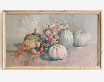 FRAME TV Autumnal Pumpkin Still Life Oil Painting Pastel Illustration Nature Digital Art Fall Decor, Rustic Halloween Samsung Frame TV Art