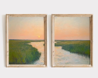 Marsh Landscape Art Prints, Wetlands Art Swamp Painting, Sunset Marsh Print