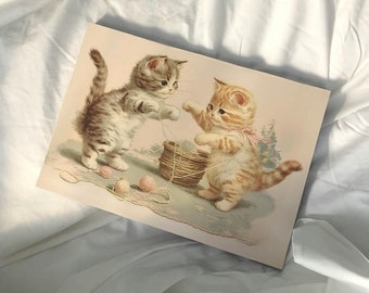 Cat Art, Cat Wall Art, Kitten Wall Art Print, Cottagecore Nursery, Nursery Cat Art, Cat Wall Decor, Kitten Nursery Art