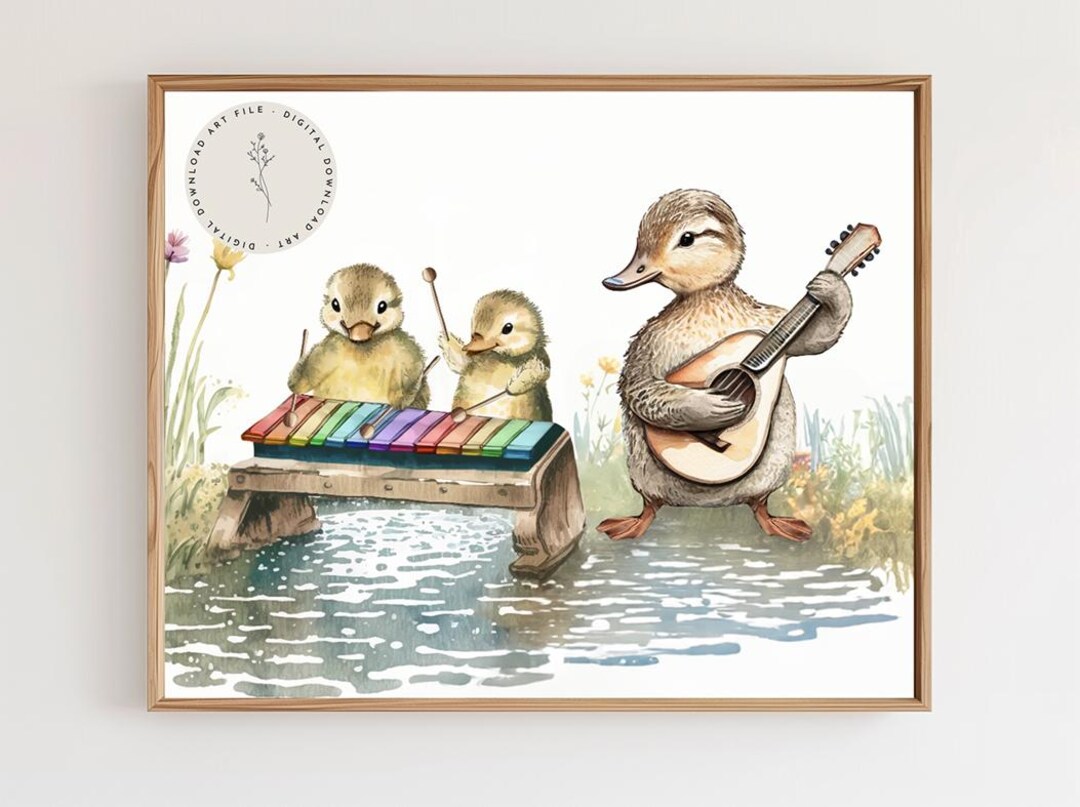 Musical Duck Family, Softness Print, Cottagecore Nursery Decor, Music ...