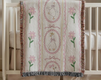 Goose Baby Blanket Girls Goose Nursery Decor Goose Baby Shower Gift Newborn Gift Cute Goose Blanket