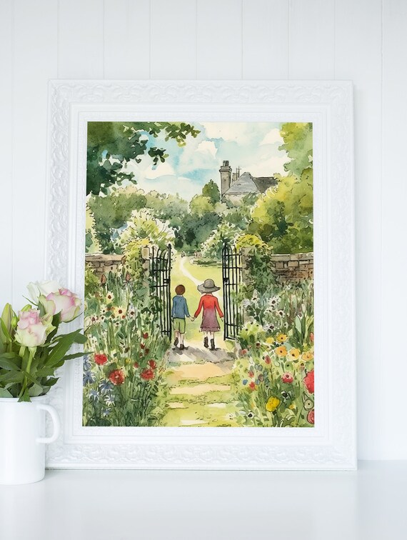 Cottagecore Art Print, Secret Garden Art Print, Floral Cottagecore. Watercolor Illustration, Whimsical Wall Art