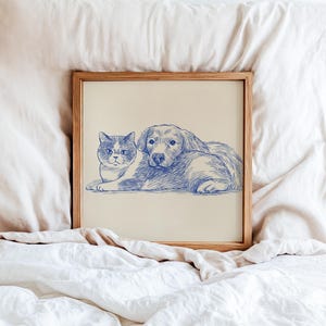 Badly Drawn Cat Portrait, Badly Drawn Dog Poster, Custom Pet Poster, Custom Pet Portrait, Hand Drawn Pet Poster
