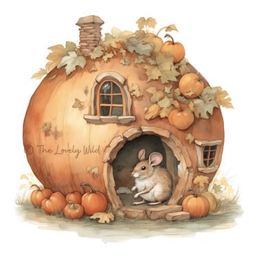 Mouse Pumpkin House Wall Art Whimsical Digital Prints Spooky - Etsy