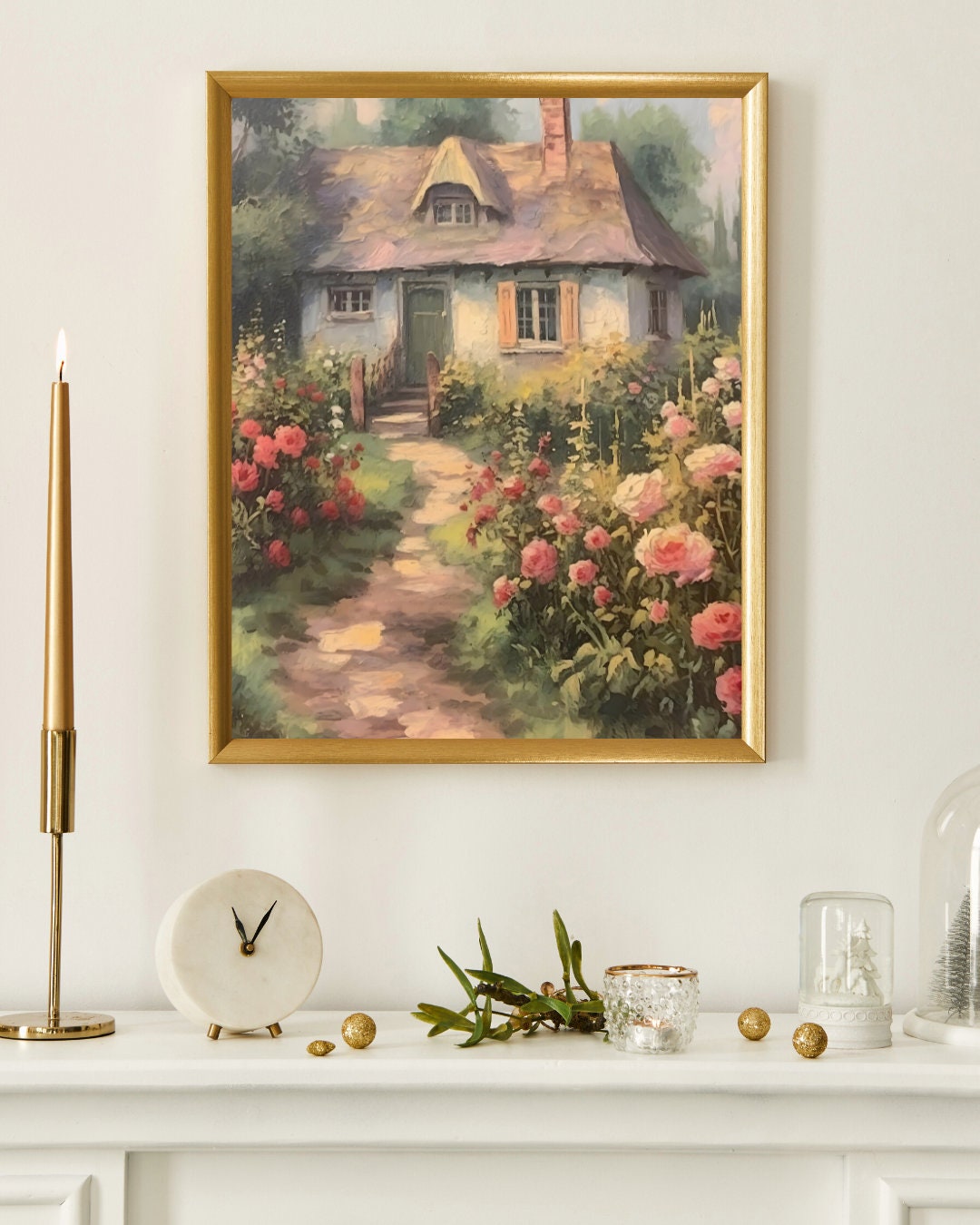 English Rose Cottage Wall Art, British Countryside Printable ...