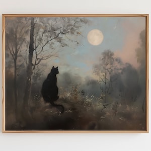 Black Cat Artwork, Black Cat Painting, Halloween Painting