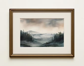 Schottisches Hochland Landschaft, Aquarell Schottland Kunstdruck, Schottische Landschaft Schottland