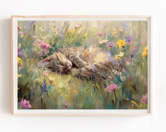Cat Painting, Kitty Print, Cat Wall Art