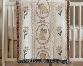 Capybara Geschenk, niedliche Capybara Decke, geblümte Babydecke