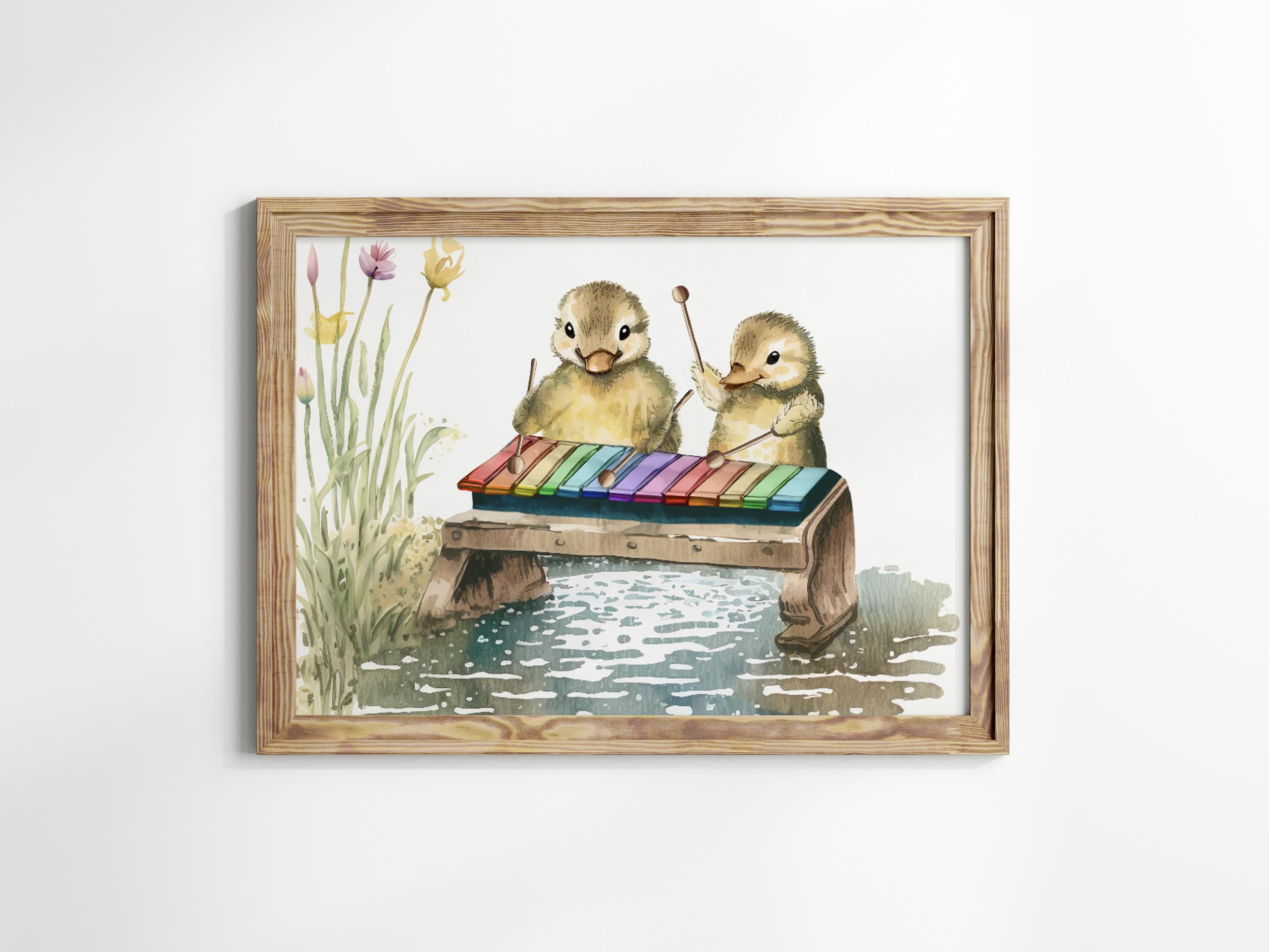 Musical Duck Family, Softness Print, Cottagecore Nursery Decor, Music ...