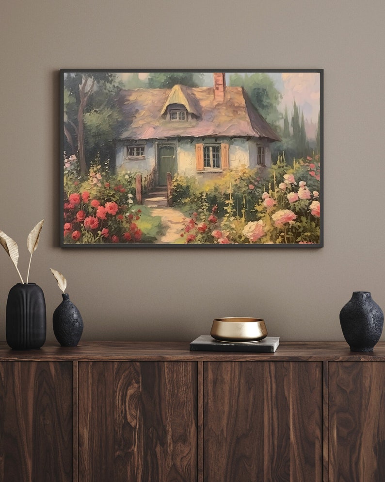 English Rose Cottage Wall Art, British Countryside Printable ...