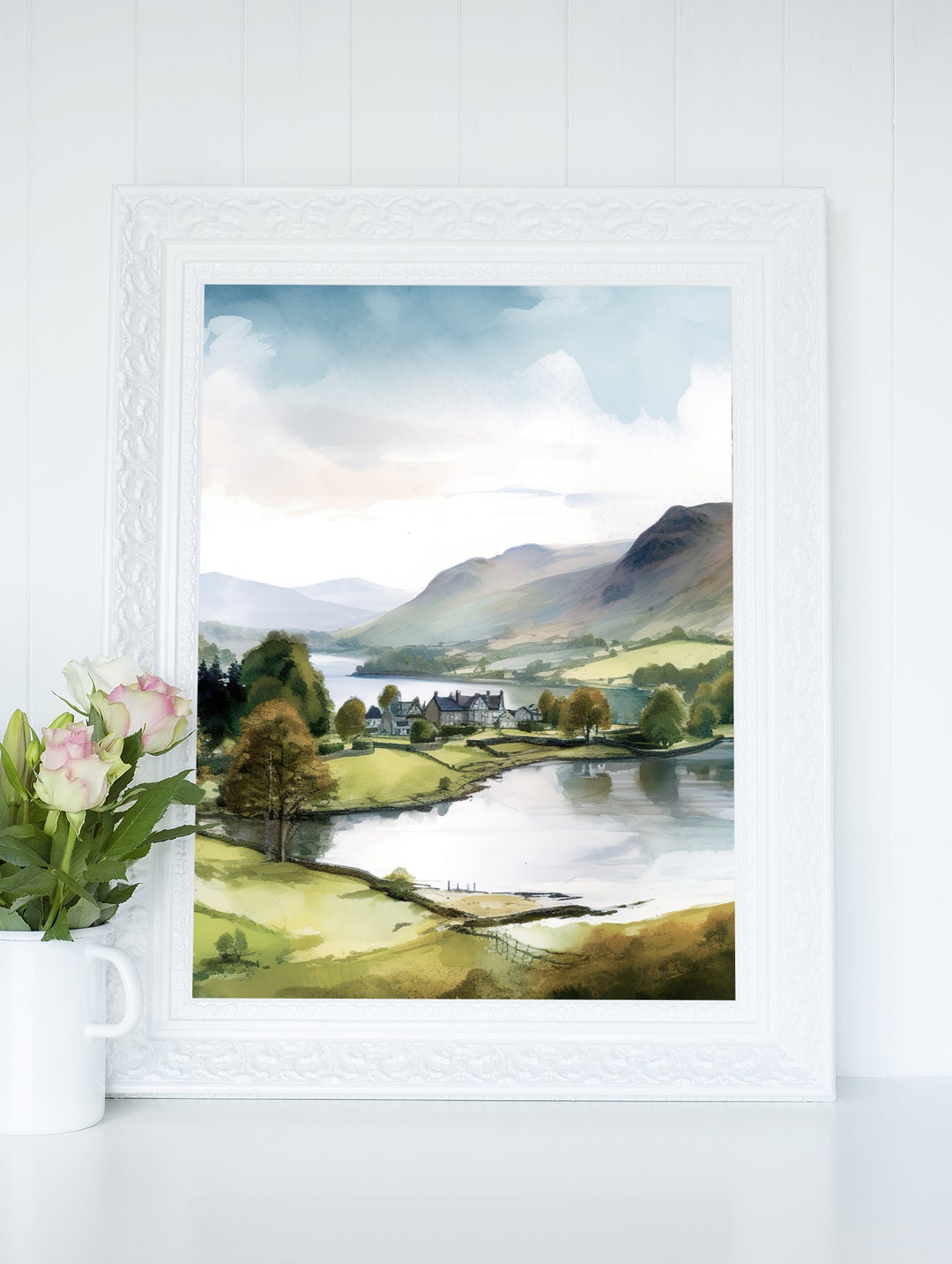 England Lake District Wall Art, British Countryside Printable
