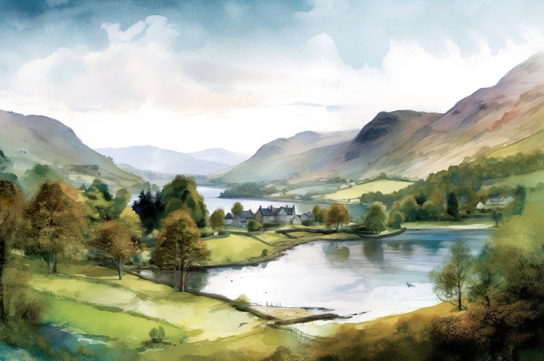 England Lake District Wall Art British Countryside Printable Etsy