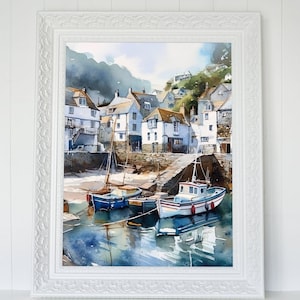 Cornwall Art Print, Polperro Harbour Wall Art, Cornish Home