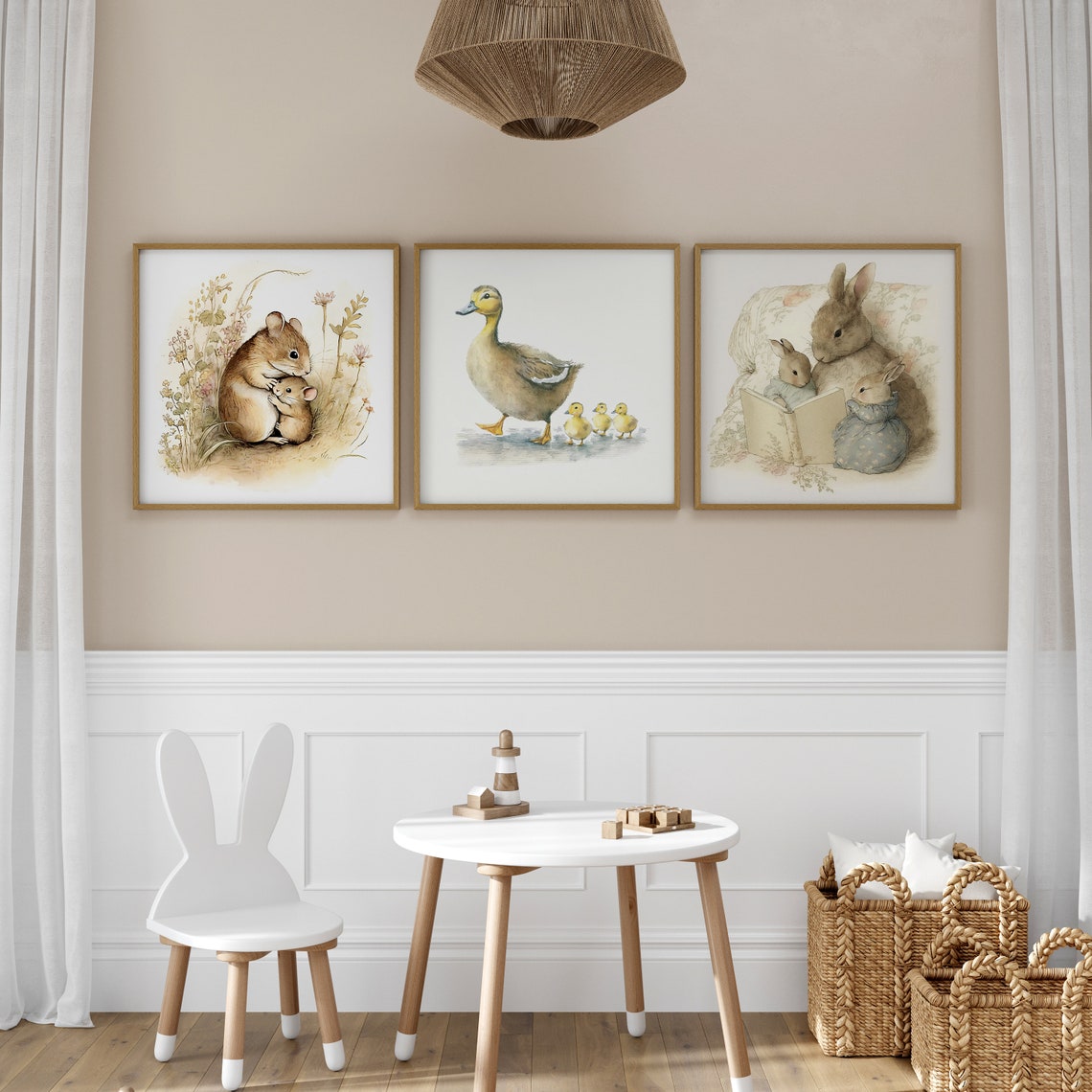 Adorable Mother & Baby Ducks Animal Set of 3 Nursery Bunny Rabbit Wall ...