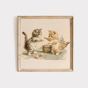 Cat Art, Cat Wall Art, Kitten Wall Art Printable, Cottagecore Nursery, Nursery Cat Art