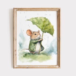 Woodland Nursery Decor, Woodland Themed Nursery Prints, Forest Animal Vintage Nursery Prints, Mouse Wall Art, Cottagecore Decor