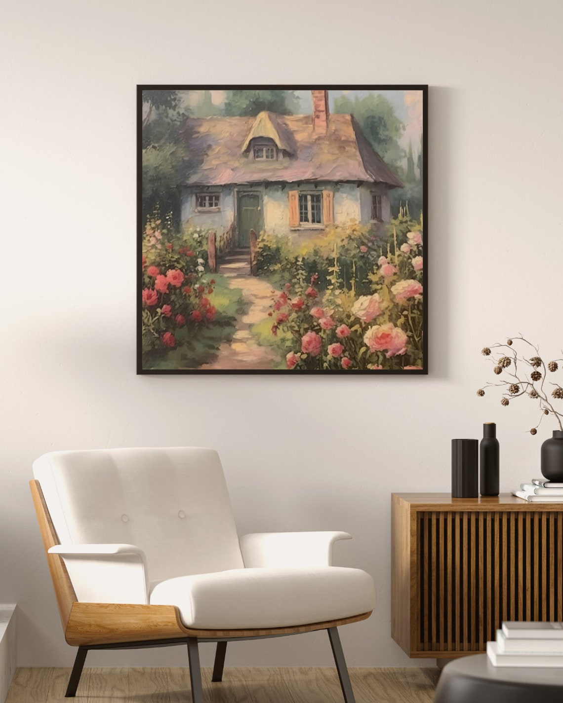 English Rose Cottage Wall Art, British Countryside Printable ...