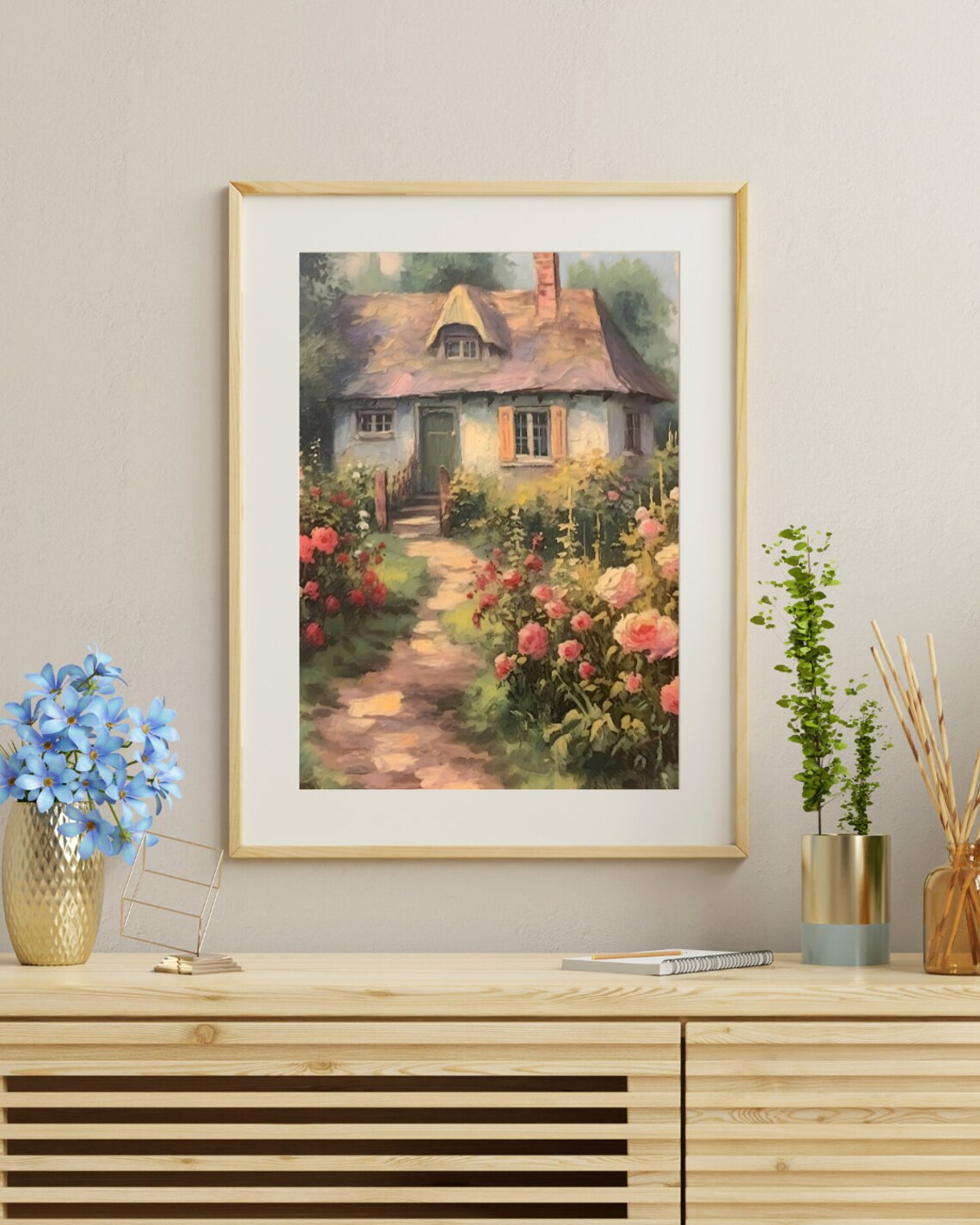 English Rose Cottage Wall Art, British Countryside Printable ...
