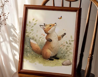 Fox Nursery Prints, Fox Nursery Art, Fox Wall Art, Cottagecore Nursery Print