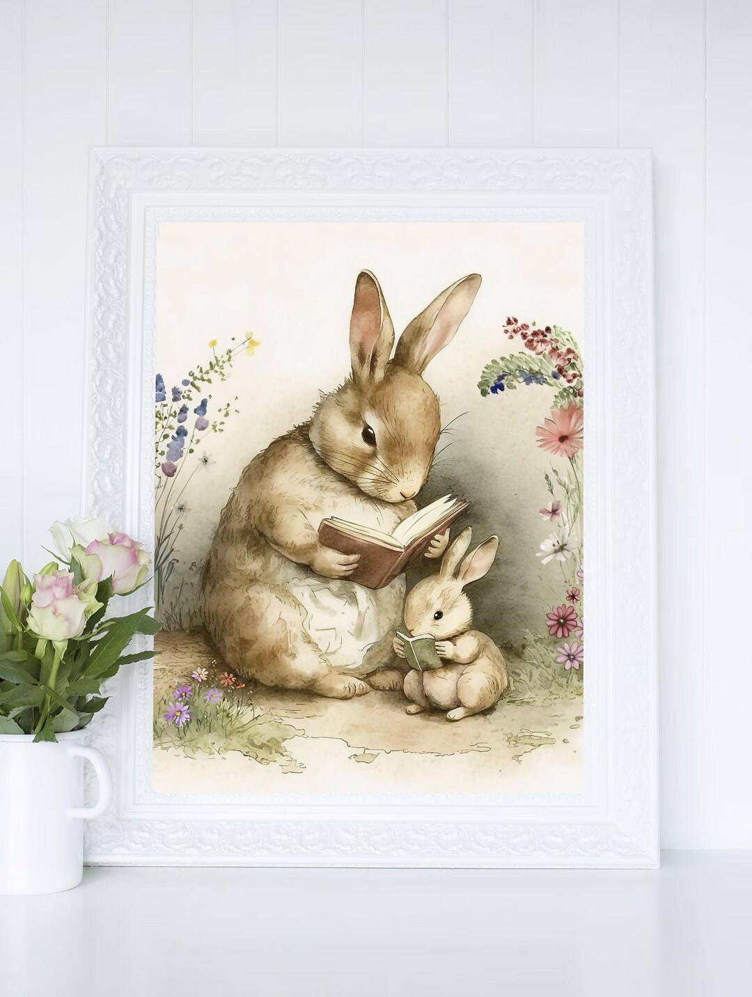Bunny Rabbit Art, Bunnies Nursery Print, Cottagecore Decor, Baby Gift ...