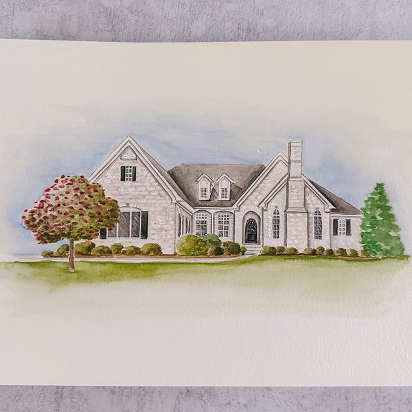 Hand Painted Watercolor House Portrait: New Home Gift, First Home, Realtor Gift, Personalized, Custom, Housewarming, Wedding Gift