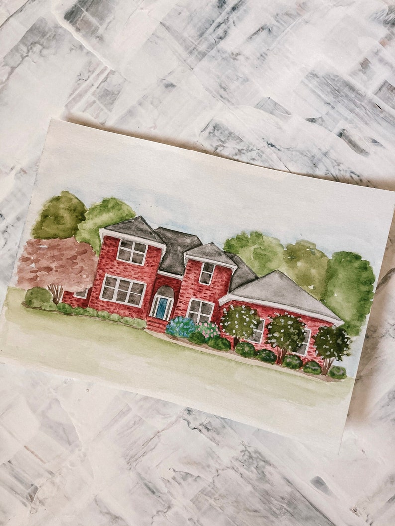 Hand Painted Watercolor House Portrait New Home Gift First Etsy