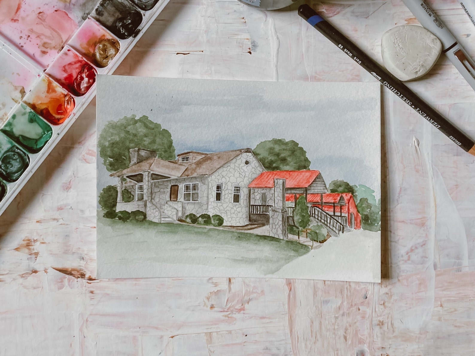 Hand Painted Watercolor House Portrait New Home Gift First Etsy