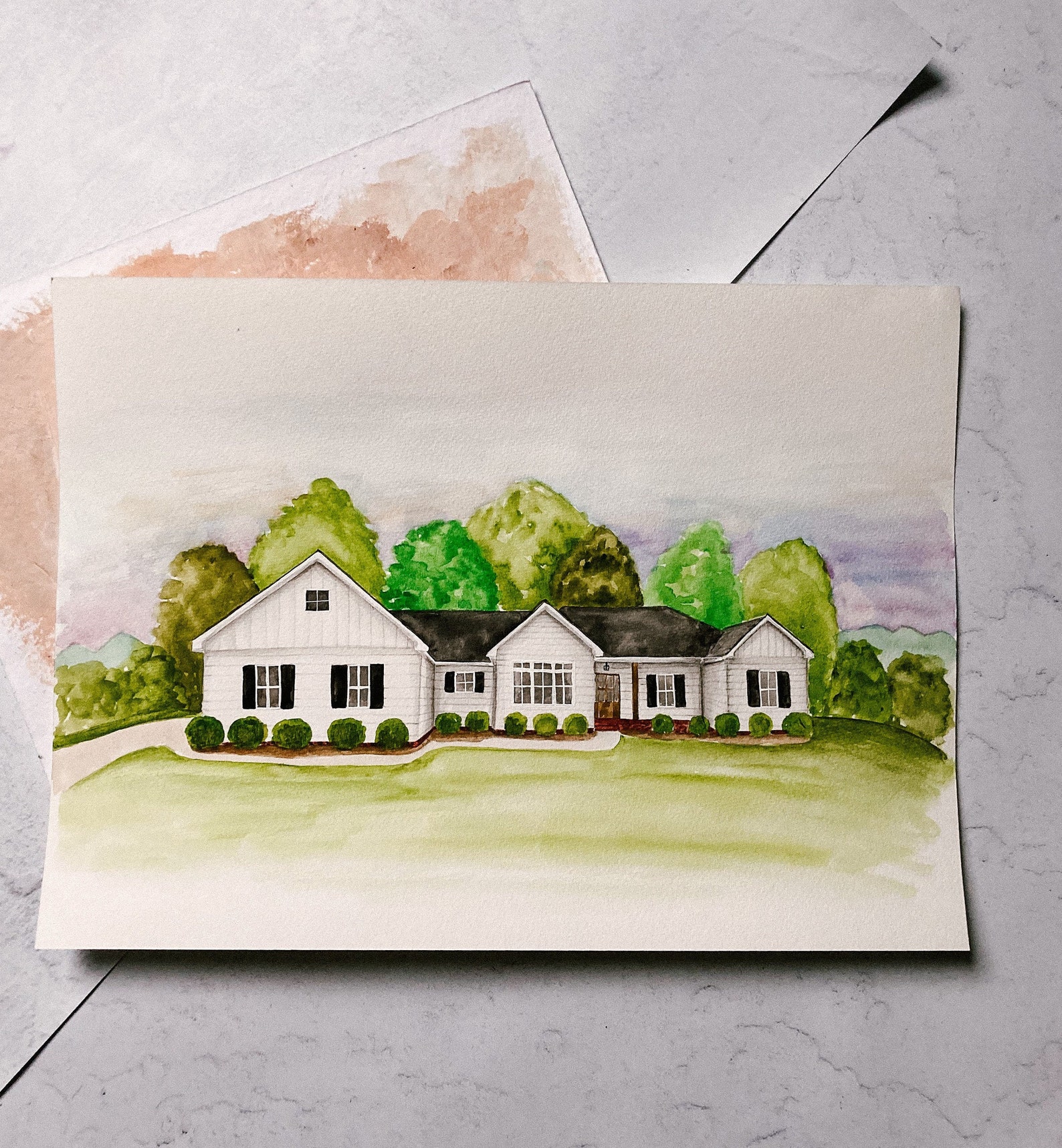 Hand Painted Watercolor House Portrait New Home Gift First Etsy