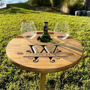 Customized Carved Portable Wine Table