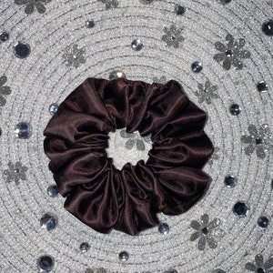 brown satin silky scrunchie