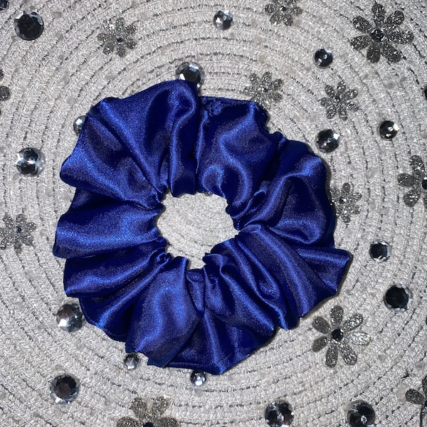 blue satin silky scrunchie