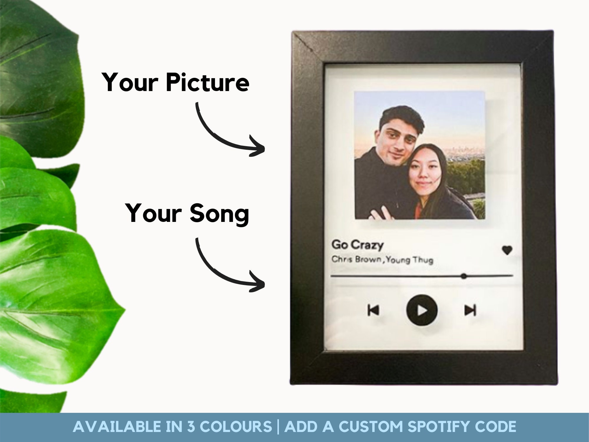 Frames Custom Music Scannable Song Code and Picture Floating Glass