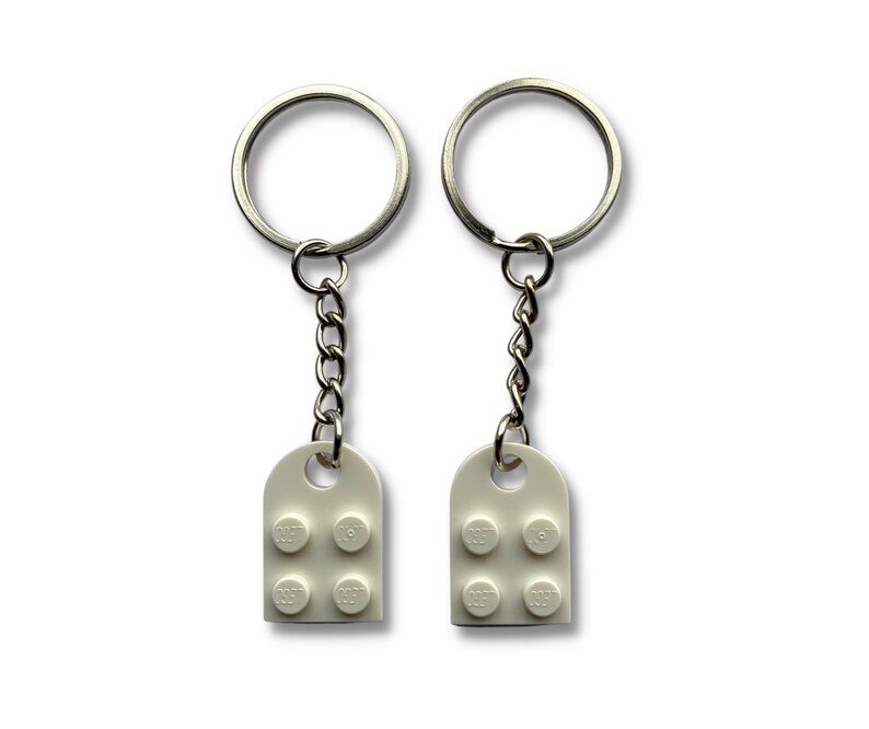 LEGO\u00ae White Heart Keychain Love Keyring Valentines Day Friendship Boyfriend Girlfriend BestFriends Birthday Mother/'s