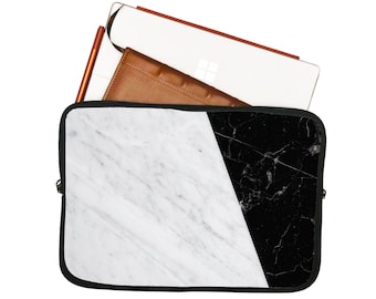 Marble Laptop Sleeve Bag Case - Neoprene Inner/Outer Padded - Fits Mac Books Surface Pro PC & More