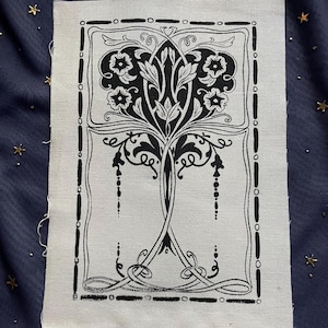 Screen Printed Cotton Patch - Floral Art Nouveau Misprints