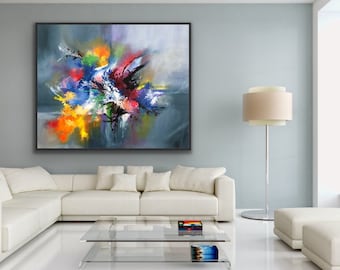 Abstract Oil Painting Oversized Canvas Art Blue Painting Abstract Painting Abstract Wall Art Decorative Large Oil Painting Large Decor