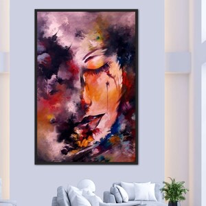 Original Oil Painting on Canvas, Abstract portrait Painting, Woman face portrait , Living room Wall Decor