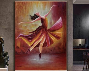 Ballerina Oil Painting Abstract Painting, beautiful colors, Ballerina Wall Art , Dancing Abstract Painting, Large Wall Canvas Painting