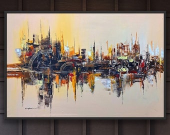 Beige Oil Painting Abstract Painting, Modern Abstract Art, Large painting on canvas, Unique artwork Style
