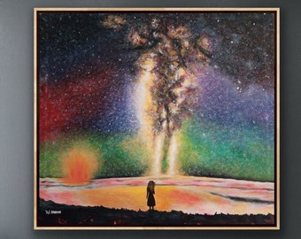 Galaxy painting, Oil painting, Abstract painting on canvas, Milky way art, handmade oil painting, large artwork, original oil paintings