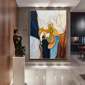 Oil Painting Abstract Painting, Minimalist Gold and Bronze colors, Love Wall Art , Large Abstract Painting, Large Wall Canvas Painting