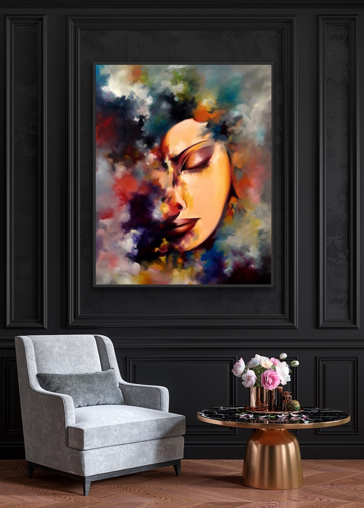 Oil Painting on Canvas, Woman Face Abstract Portrait, Modern Oil ...