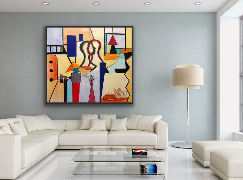 Abstract Figurative Painting on Canvas Cubism Wall Art - Etsy
